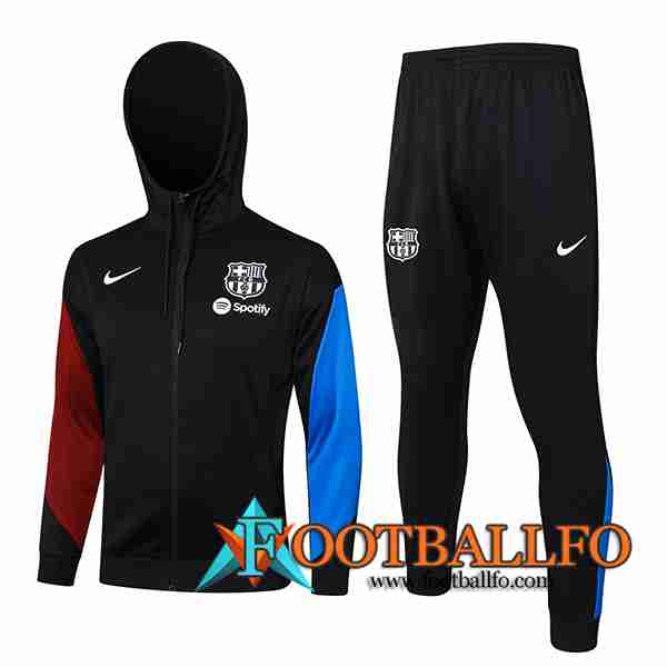 Chaqueta Con Capucha Chandal Rompevientos FC Barcelona Negro/Rojo/Azul 2024/2025