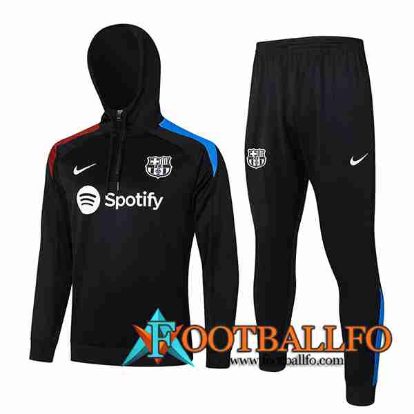 Chaqueta Con Capucha Chandal Rompevientos FC Barcelona Negro/Rojo/Azul 2024/2025 -02