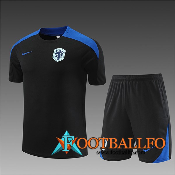 Camiseta Entrenamiento Países Bajos Ninos Negro/Azul 2024/2025