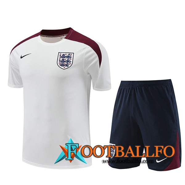 Camiseta Entrenamiento Inglaterra Blanco/Rojo 2024/2025