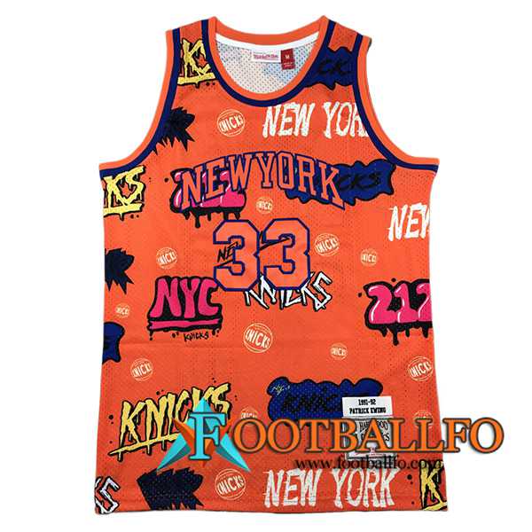 Camisetas NBA New York Knicks (EWING #33) 2024/25 Naranja/Azul/Amarillo