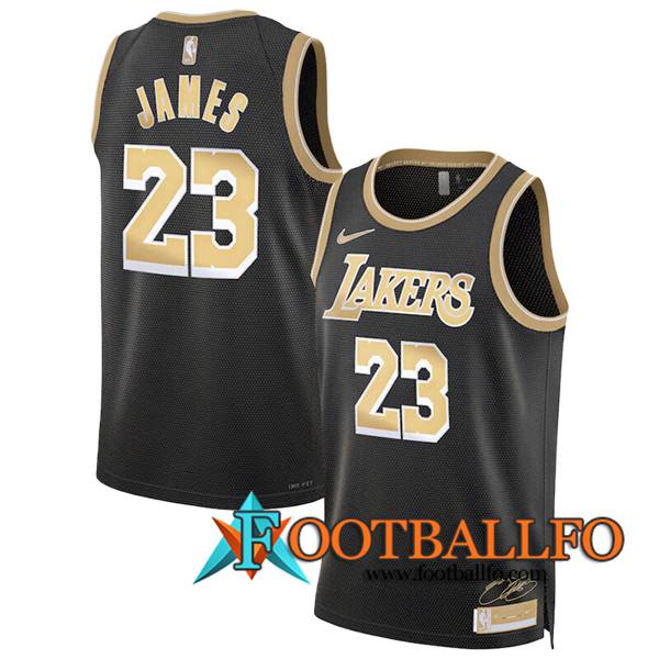 Camisetas NBA Los Angeles Lakers (JAMES #23) 2024/25 Negro/Amarillo