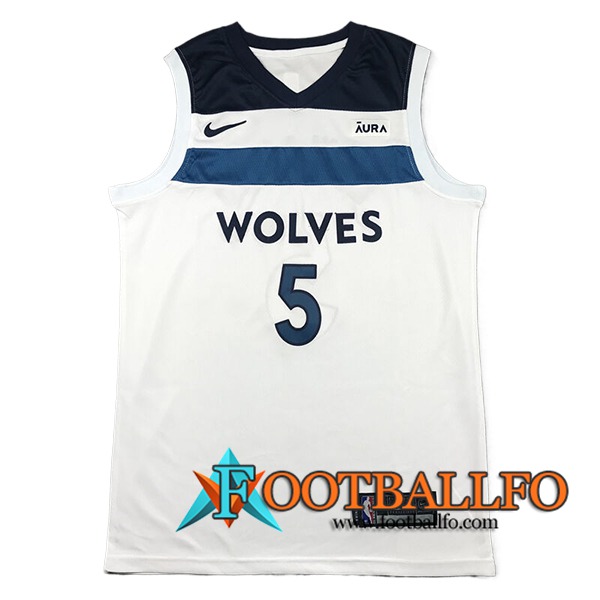 Camisetas NBA Minnesota Timberwolves (EDWARDS #5) 2024/25 Blanco/Azul/Negro