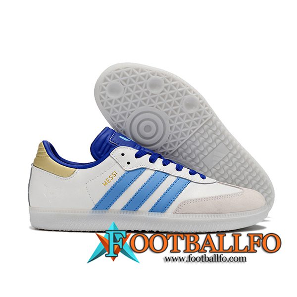 Adidas Botas De Fútbol SAMBA MESSI INDOOR BOOTS Blanco/Azul/Gris