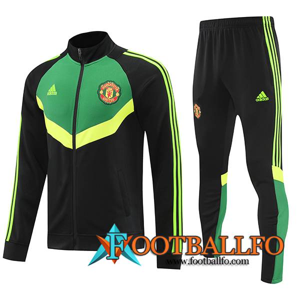 Chandal Equipos De Futbol Chaquetas Manchester United Negro/Verde 2024/2025