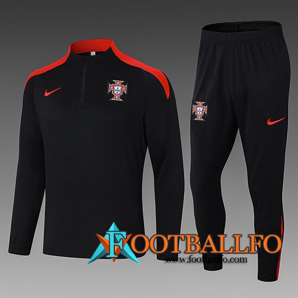 Chandal Equipos De Futbol Portugal Ninos Negro/Rojo 2024/2025