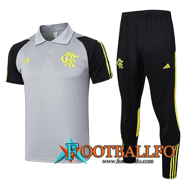 Camiseta Polo Flamengo Gris/Amarillo/Negro 2024/2025