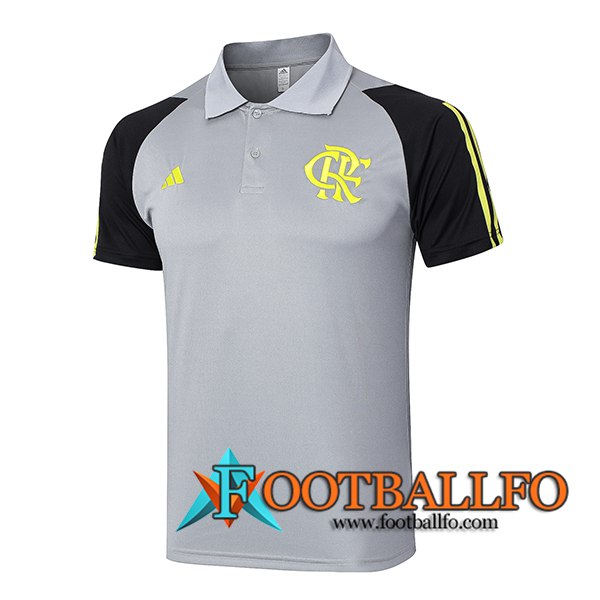 Camiseta Polo Flamengo Gris/Amarillo/Negro 2024/2025