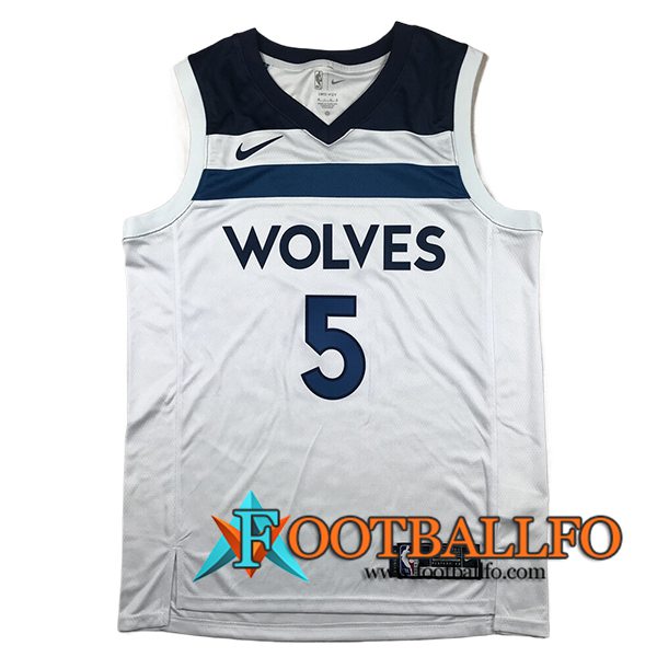 Camisetas NBA Minnesota Timberwolves (EDWARDS #5) 2024/25 Blanco/Azul -02