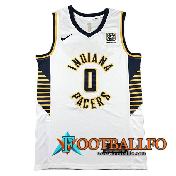 Camisetas NBA Indiana Pacers (HALIBURTON #0) 2024/25 Blanco/Negro/Amarillo