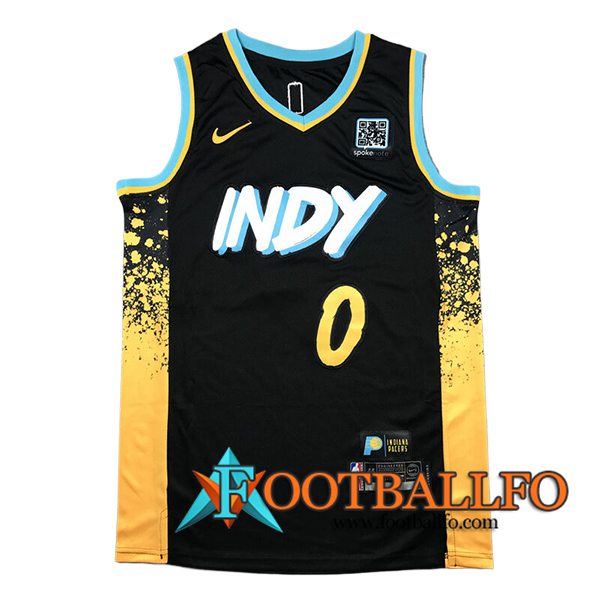 Camisetas NBA Indiana Pacers (HALIBURTON #0) 2024/25 Negro/Amarillo -03