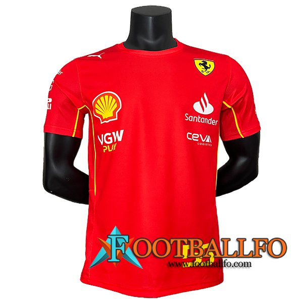 Camiseta de manga corta F1 Scuderia Ferrari Team #55 Rojo/Amarillo 2024