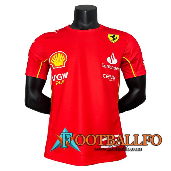 Camiseta de manga corta F1 Scuderia Ferrari Team #16 Rojo/Amarillo 2024