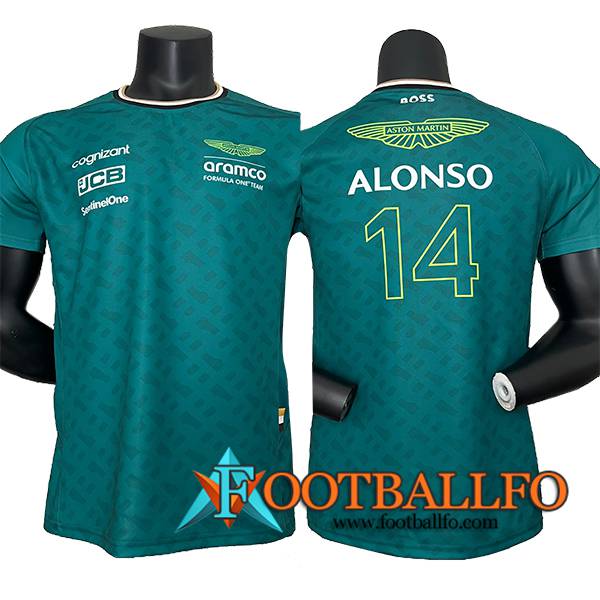 Camiseta de manga corta F1 Aston Martin Team (ALONSO #14) Verde 2024