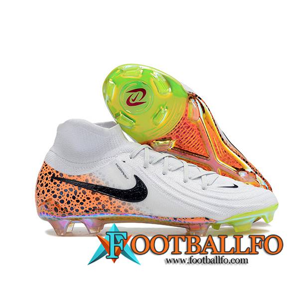 Nike Botas De Fútbol Phantom Luna Elite NU FG Blanco/Negro/Naranja -02