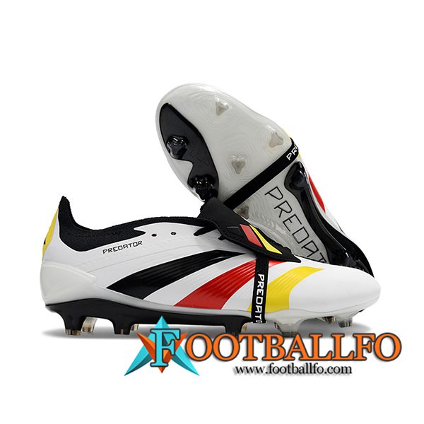 Adidas Botas De Fútbol Predator Elite Tongue FG Blanco/Negro/Amarillo/Rojo