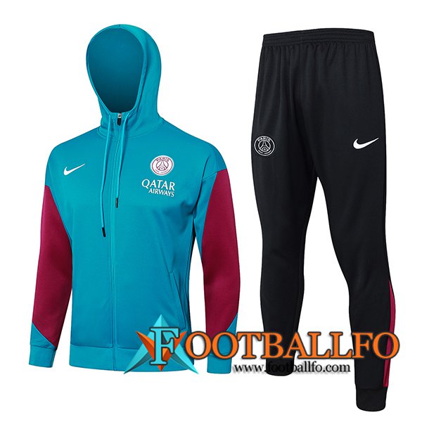 Chaqueta Con Capucha Chandal Rompevientos PSG Verde/Rojo 2024/2025