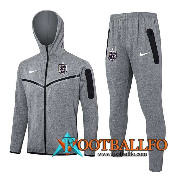 Chaqueta Con Capucha Chandal Rompevientos Inglaterra Gris 2024/2025