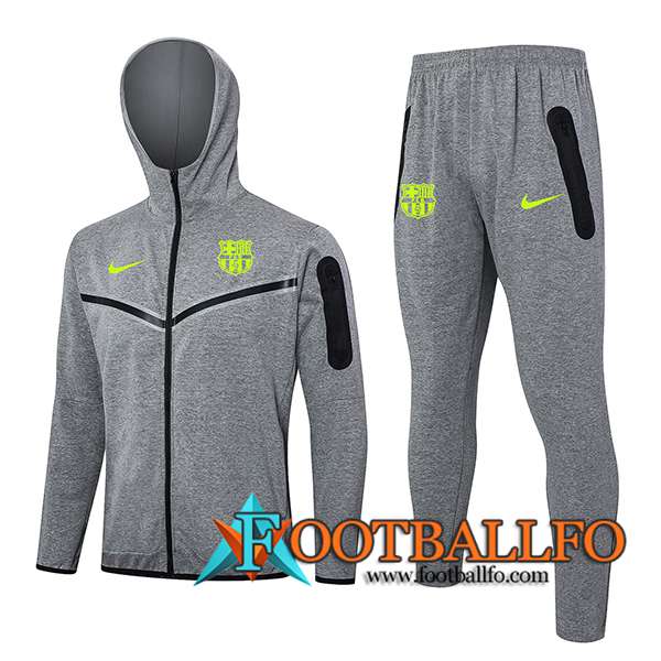 Chaqueta Con Capucha Chandal Rompevientos FC Barcelona Gris 2024/2025 -02