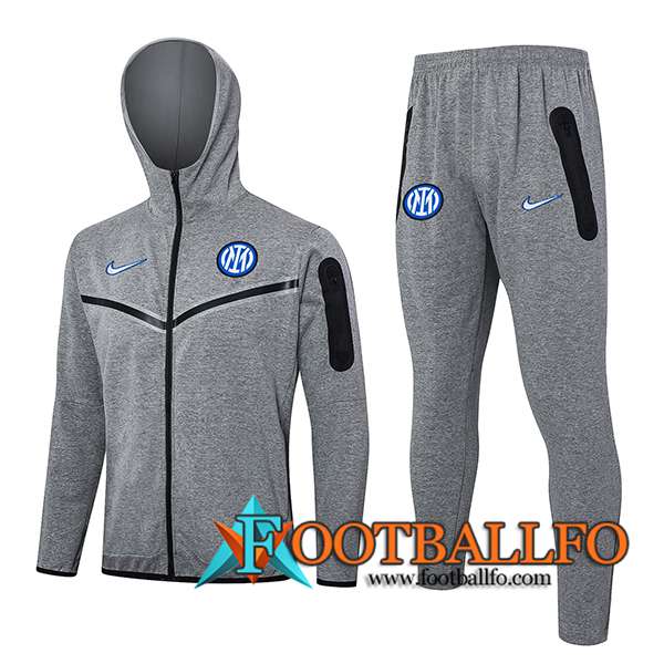 Chaqueta Con Capucha Chandal Rompevientos Inter Milan Gris 2024/2025