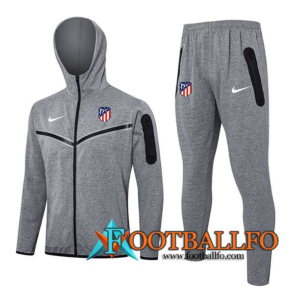 Chaqueta Con Capucha Chandal Rompevientos Atletico Madrid Gris 2024/2025