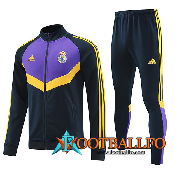 Chandal Equipos De Futbol Chaquetas Real Madrid Negro/Violeta/Amarillo 2024/2025