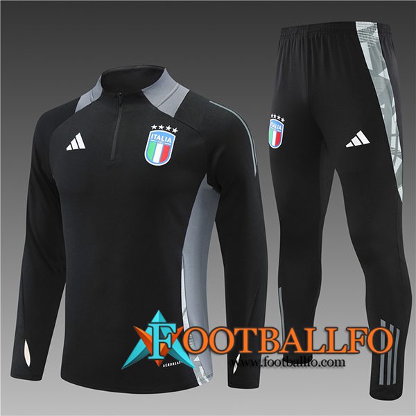 Chandal Equipos De Futbol Italia Ninos Negro/Gris 2024/2025