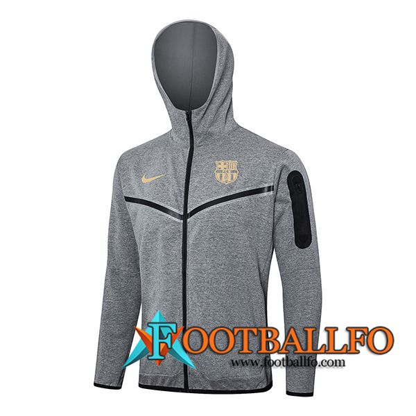 Chaqueta Con Capucha FC Barcelona Gris 2024/2025