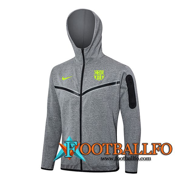 Chaqueta Con Capucha FC Barcelona Gris 2024/2025 -02