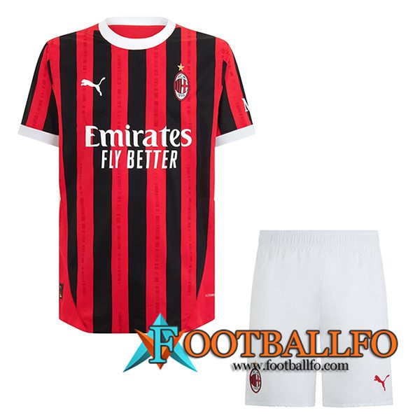 Nueva Camisetas De Futbol AC Milan Ninos Primera 2024/2025