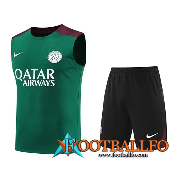 Camiseta Entrenamiento sin mangas PSG Verde/Rojo 2024/2025