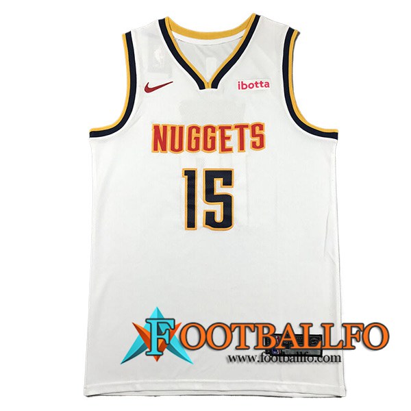 Camisetas Denver Nuggets (JOKIC #15) 2024/25 Blanco/Negro/Amarillo