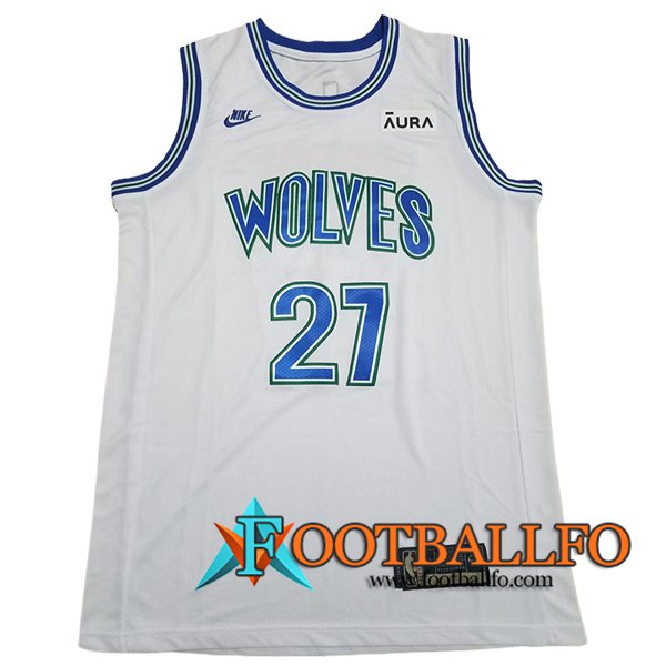 Camisetas Minnesota Timberwolves (GOBERT #27) 2024/25 Blanco/Azul -03