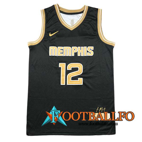 Camisetas Memphis Grizzlies (MORANT #12) 2024/25 Negro/Amarillo