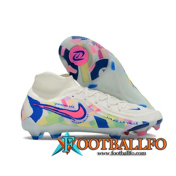 Nike Botas De Fútbol Phantom Luna Elite NU FG Blanco/Azul/Rosa -04