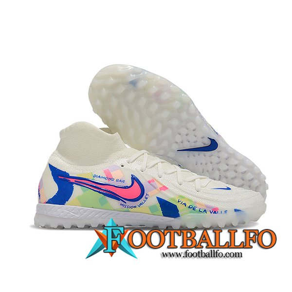 Nike Botas De Fútbol Phantom Luna Elite NU TF Blanco/Azul/Rosa -02