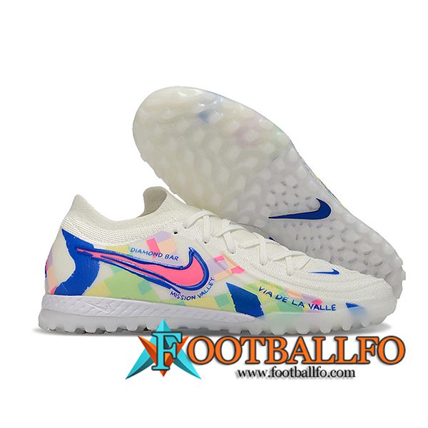 Nike Botas De Fútbol Phantom GX II EliteTF Blanco/Azul/Rosa -02