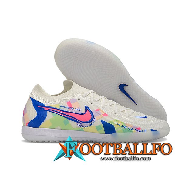 Nike Botas De Fútbol Phantom GX II Elite IC Blanco/Azul/Rosa -02