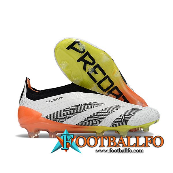 Adidas Botas De Fútbol PREDATOR ELITE LACELESS BOOTS FG Blanco/Gris/Naranja