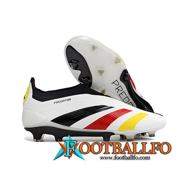 Adidas Botas De Fútbol PREDATOR ELITE LACELESS BOOTS FG Blanco/Negro/Rojo/Amarillo