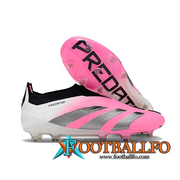 Adidas Botas De Fútbol PREDATOR ELITE LACELESS BOOTS FG Rosa/Gris/Blanco