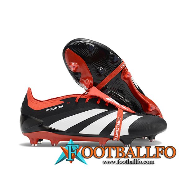 Adidas Botas De Fútbol Predator Elite Tongue FG Negro/Blanco/Rojo