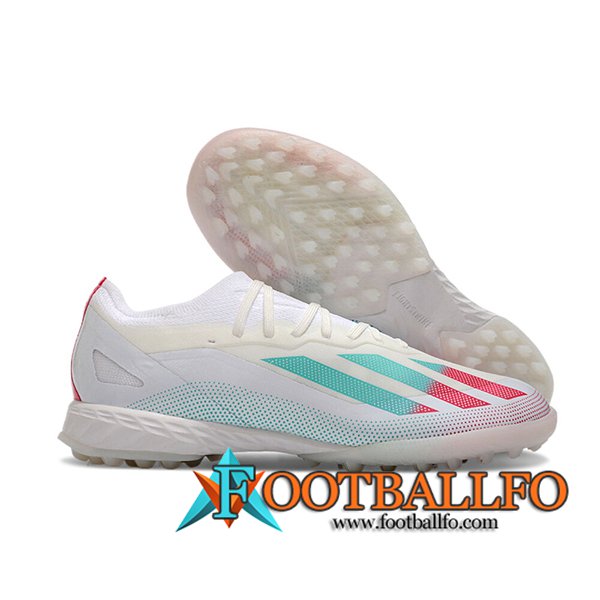 Adidas Botas De Fútbol X CRAZYFAST.1 TF BOOTS Blanco/Verde/Rojo