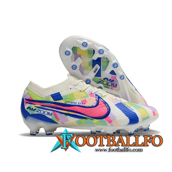 Nike Botas De Fútbol Air Zoom Mercurial Vapor XV Elite AG Blanco/Azul/Rosa