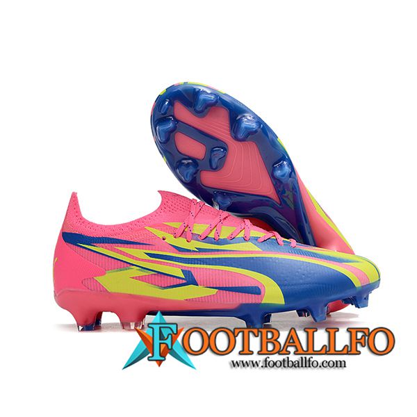 PUMA Botas De Fútbol Ultra Ultimate FG Rosa/Amarillo/Azul