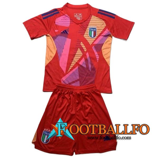 Camisetas De Futbol Italia Ninos Portero Rojo 2024/2025