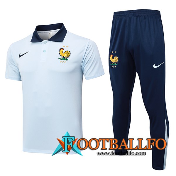 Camiseta Polo Francia Azul Claro 2024/2025