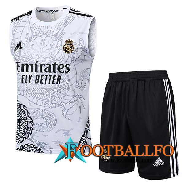 Camiseta Entrenamiento sin mangas Real Madrid Blanco/Gris/Negro 2024/2025