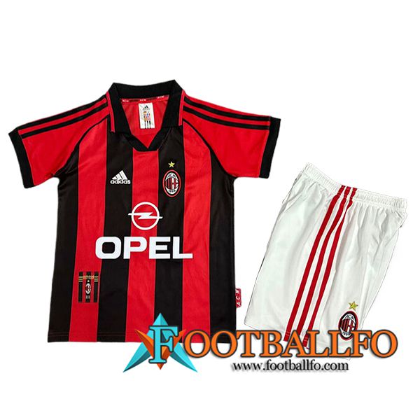 Camisetas De Futbol AC Milan Retro Ninos Primera 1998/1999