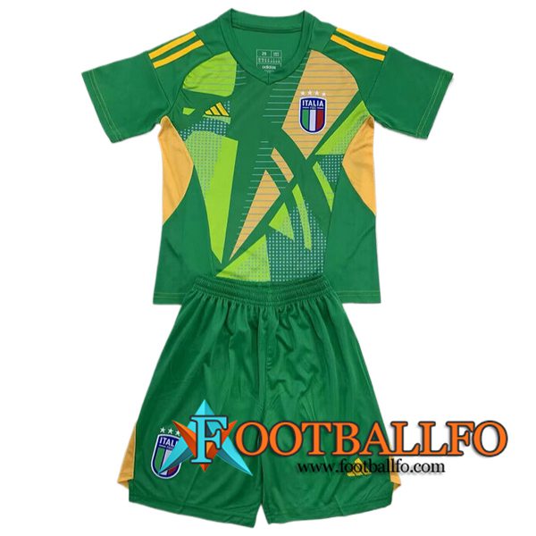 Camisetas De Futbol Italia Ninos Portero Verde UEFA Euro 2024